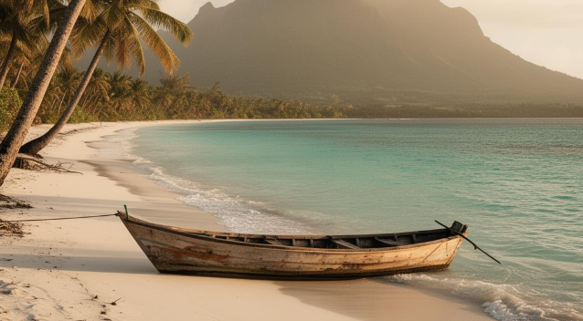Mauritius coastline at golden hour